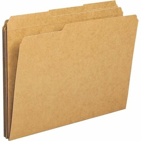 Business Source File Folders, 11 pt, 1/3 Cut AST Tab, Ltr, Kraft, 100PK BSN20890